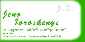 jeno koroskenyi business card